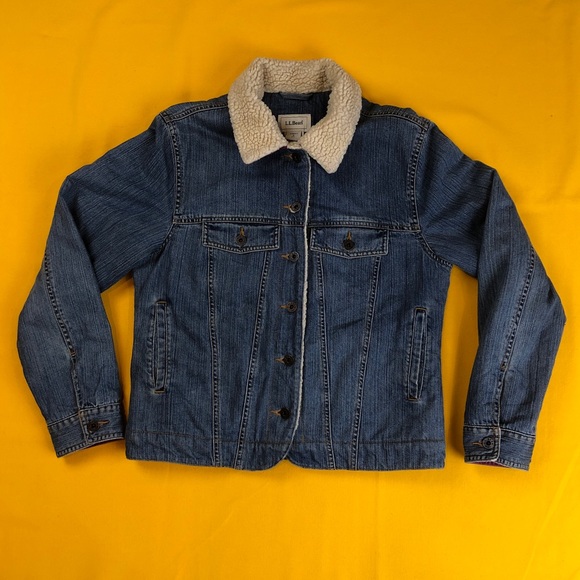 LL Bean Shearling Jean Jacket - Picture 1 of 4